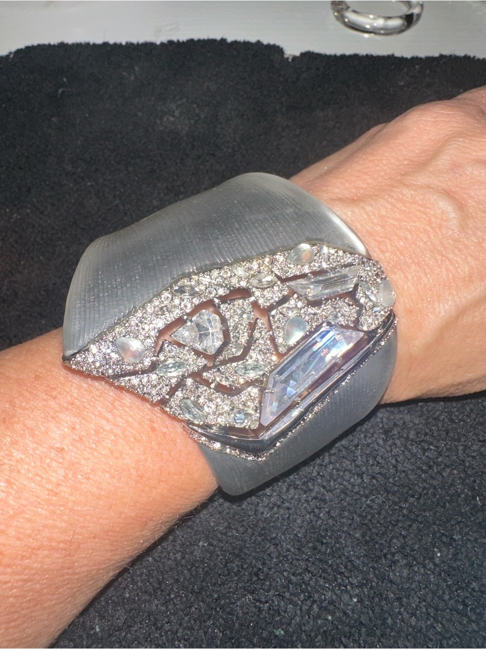 Alexis Bittar Silver Gray Crystal-Embellished Cuff - Picture 2 of 7